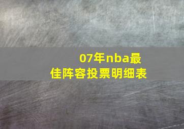 07年nba最佳阵容投票明细表