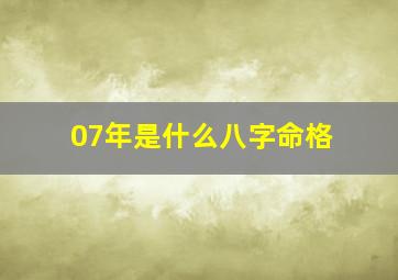 07年是什么八字命格