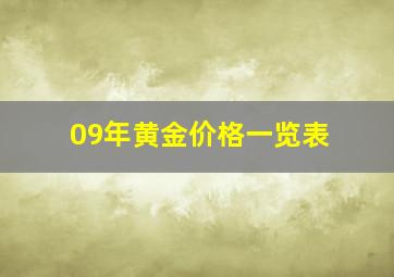 09年黄金价格一览表