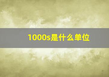 1000s是什么单位