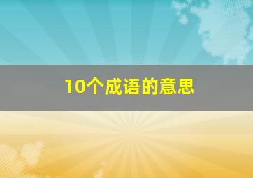 10个成语的意思