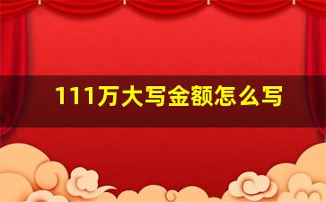 111万大写金额怎么写