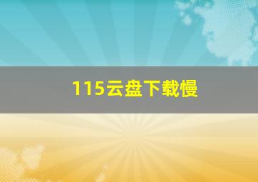 115云盘下载慢