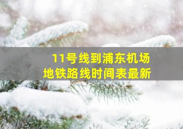 11号线到浦东机场地铁路线时间表最新