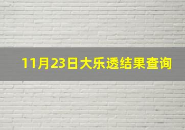 11月23日大乐透结果查询