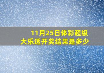 11月25日体彩超级大乐透开奖结果是多少