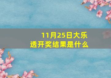 11月25日大乐透开奖结果是什么