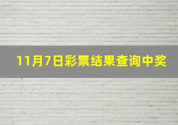 11月7日彩票结果查询中奖