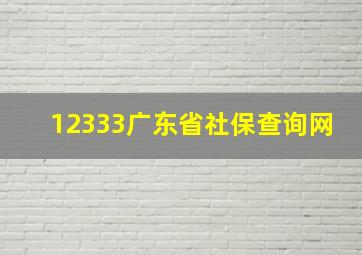 12333广东省社保查询网