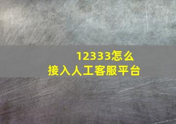 12333怎么接入人工客服平台