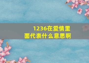 1236在爱情里面代表什么意思啊