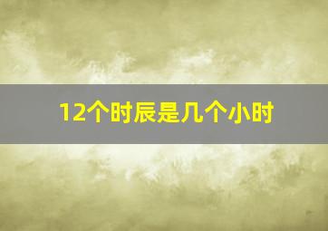 12个时辰是几个小时