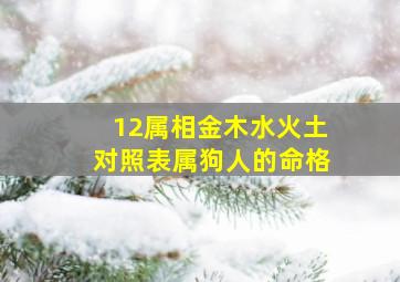 12属相金木水火土对照表属狗人的命格