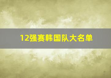 12强赛韩国队大名单