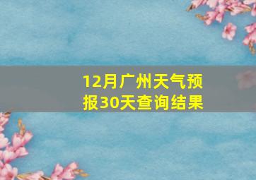 12月广州天气预报30天查询结果