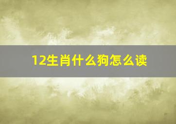 12生肖什么狗怎么读