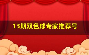 13期双色球专家推荐号