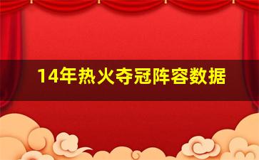 14年热火夺冠阵容数据