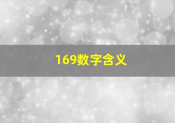 169数字含义