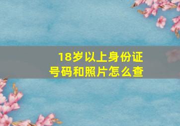 18岁以上身份证号码和照片怎么查