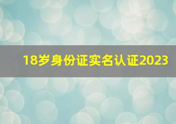 18岁身份证实名认证2023