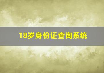 18岁身份证查询系统