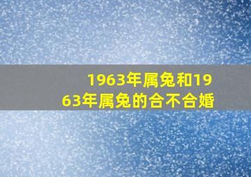 1963年属兔和1963年属兔的合不合婚