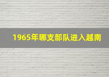 1965年哪支部队进入越南