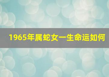 1965年属蛇女一生命运如何