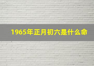 1965年正月初六是什么命