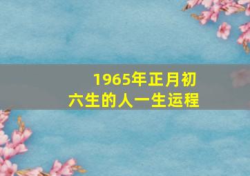 1965年正月初六生的人一生运程