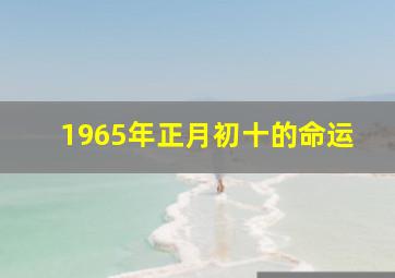 1965年正月初十的命运