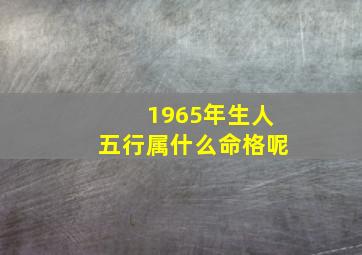 1965年生人五行属什么命格呢