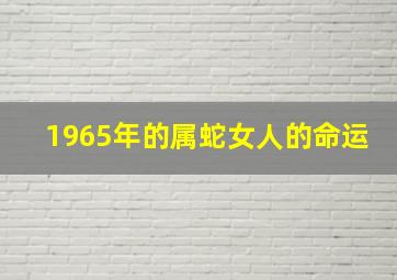 1965年的属蛇女人的命运