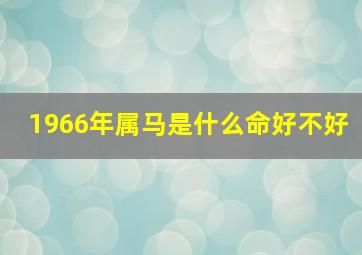 1966年属马是什么命好不好