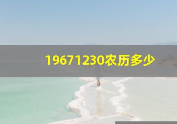 19671230农历多少