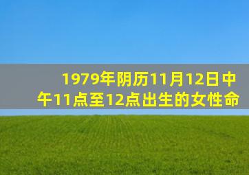 1979年阴历11月12日中午11点至12点出生的女性命