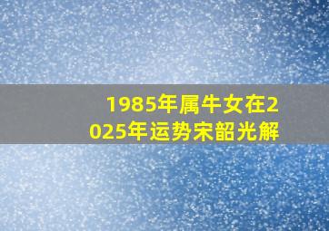 1985年属牛女在2025年运势宋韶光解