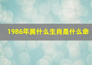 1986年属什么生肖是什么命