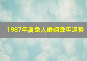 1987年属兔人婚姻晚年运势