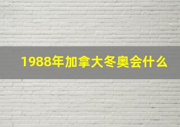 1988年加拿大冬奥会什么