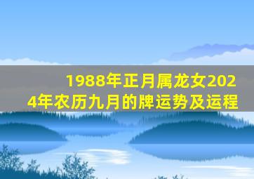 1988年正月属龙女2024年农历九月的牌运势及运程