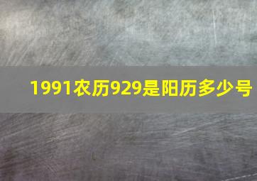 1991农历929是阳历多少号