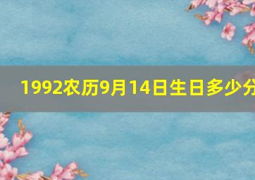 1992农历9月14日生日多少分