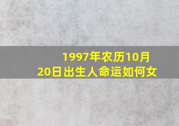 1997年农历10月20日出生人命运如何女