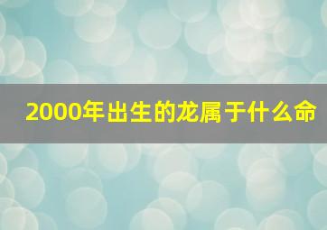 2000年出生的龙属于什么命