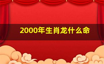 2000年生肖龙什么命