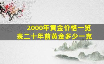 2000年黄金价格一览表二十年前黄金多少一克