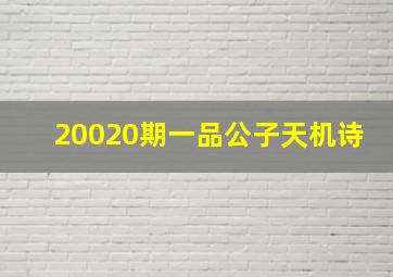 20020期一品公子天机诗