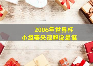 2006年世界杯小组赛央视解说是谁